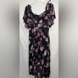 Torrid Black and Pink Floral High Low Dress Women’s Plus Size 0 NWT